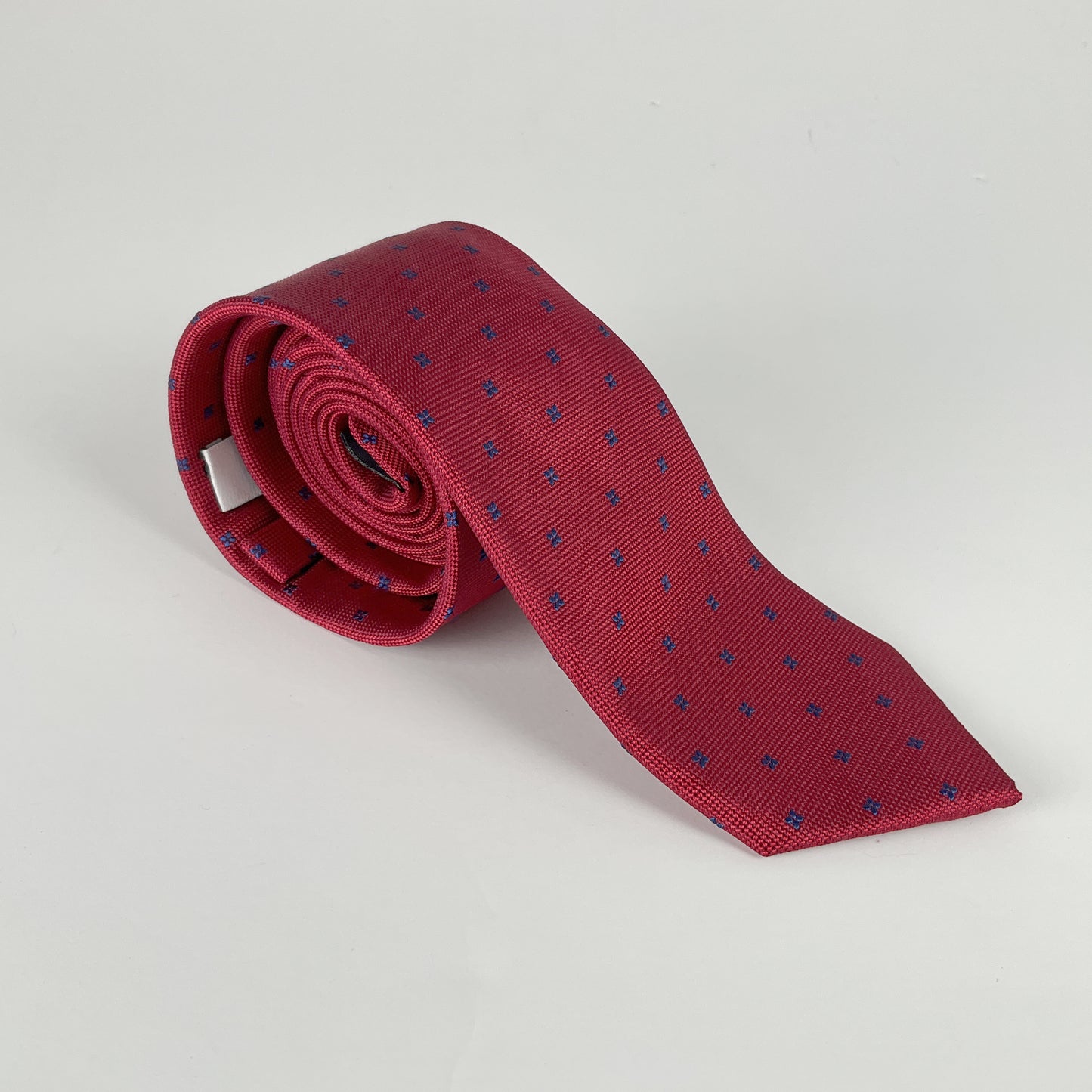 Barkers - Four-Leaf Clover Pattern Red Silk Tie