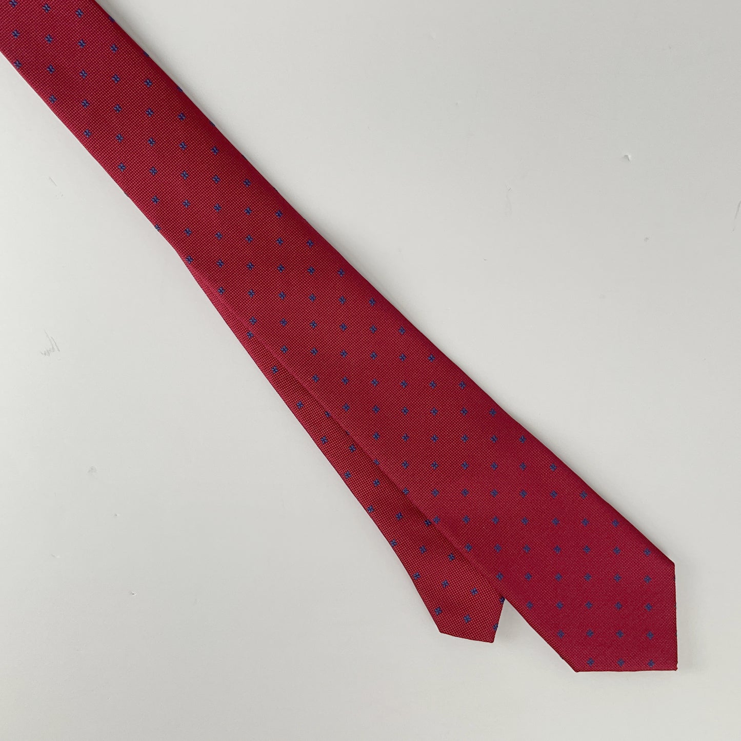 Barkers - Four-Leaf Clover Pattern Red Silk Tie