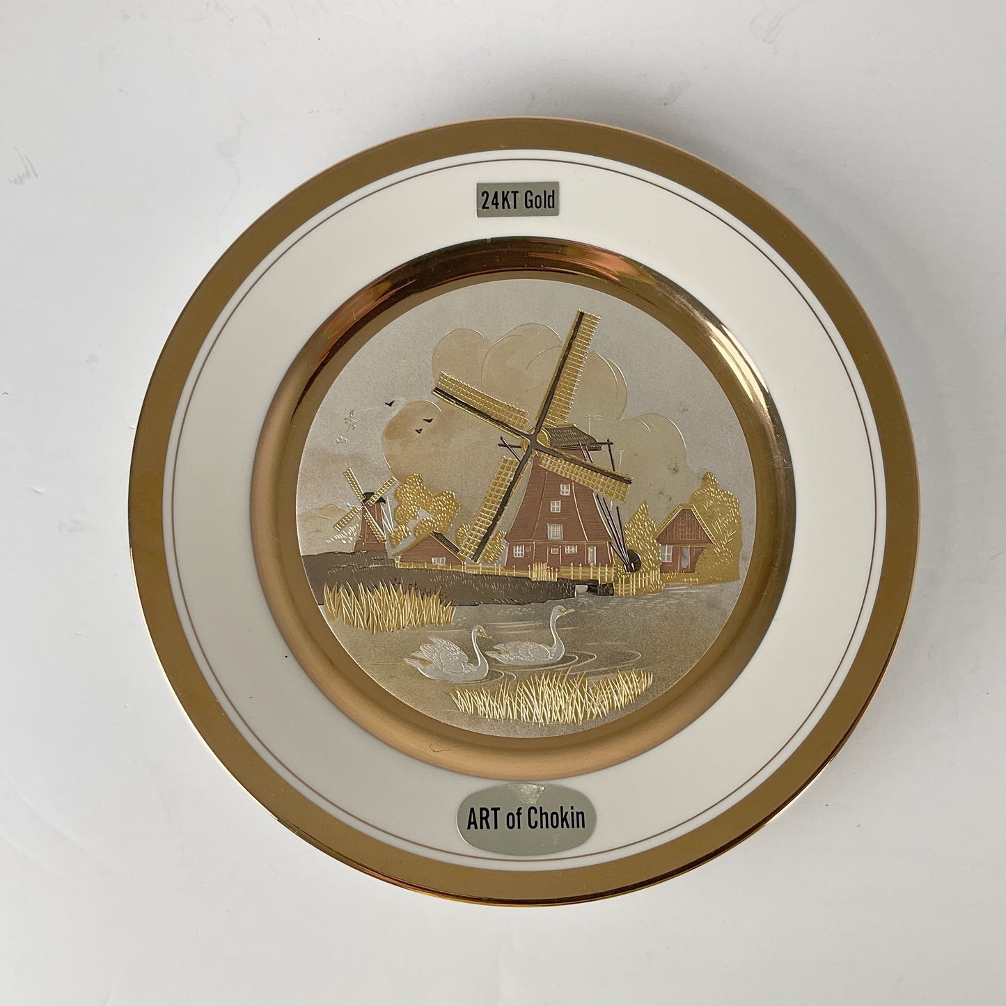 24K Gold Art of Chokin Collectable Plate - Windmill