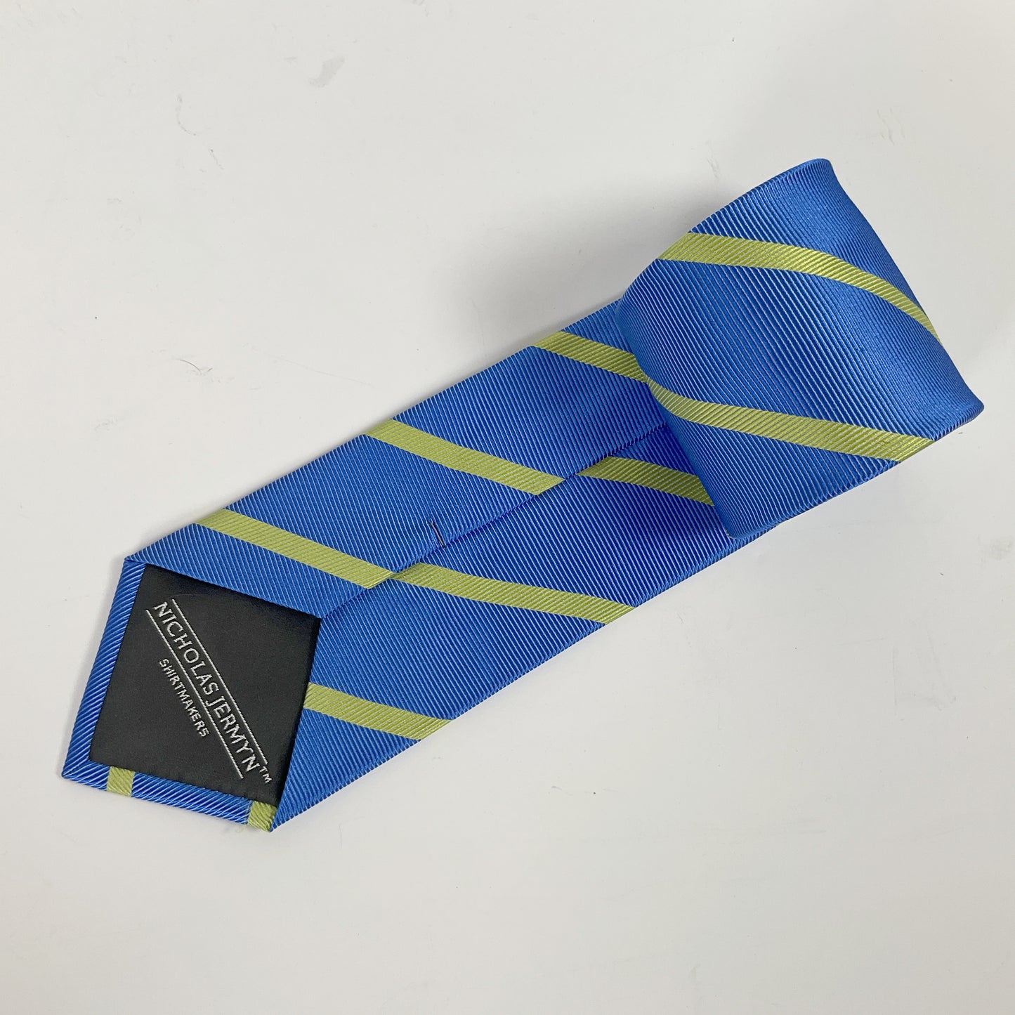 Nicholas Jermyn - Blue and Green Stripe Silk Tie