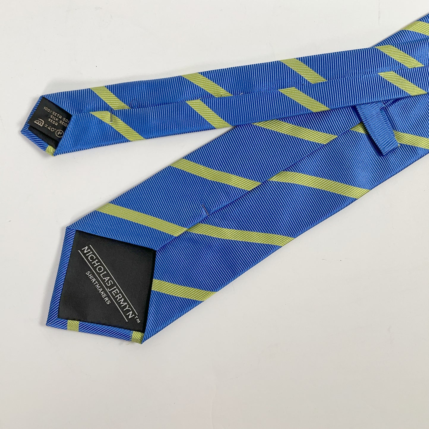 Nicholas Jermyn - Blue and Green Stripe Silk Tie