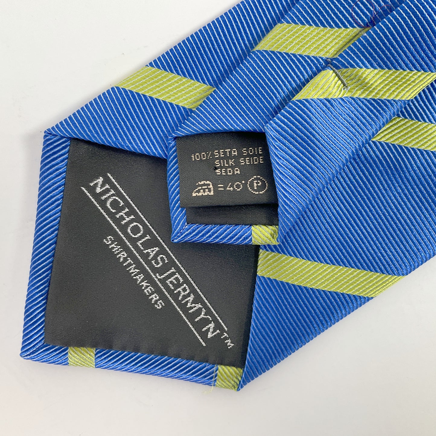 Nicholas Jermyn - Blue and Green Stripe Silk Tie