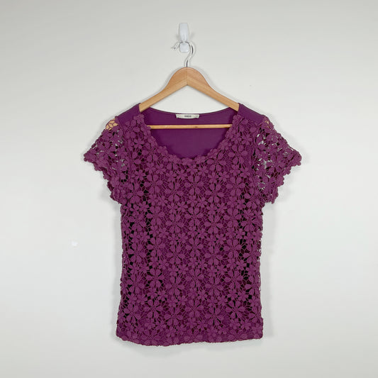 Oasis - Purple Pink Floral Lace Top