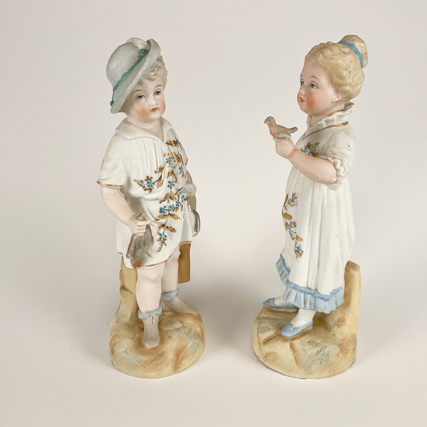 Antique Porcelain Bisque Figurine Sets - Boy & Girl