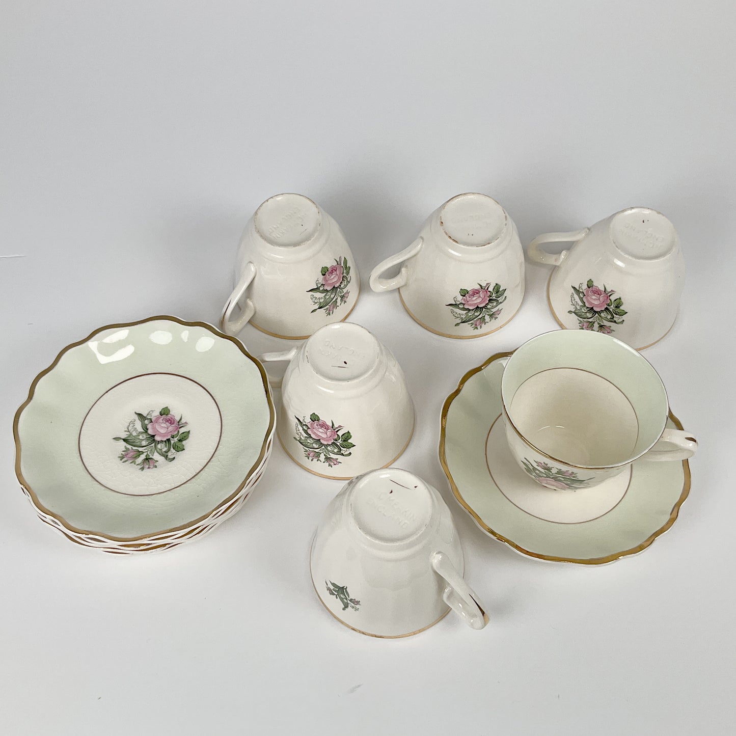 J & G Meakin - 6 Floral Teacup and Saucer Sets