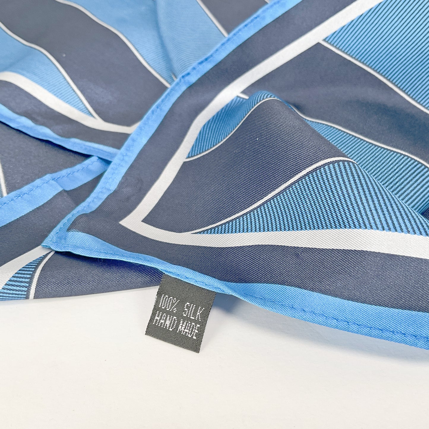 Fifa - Hand Made Blue Silk Striped Scarf