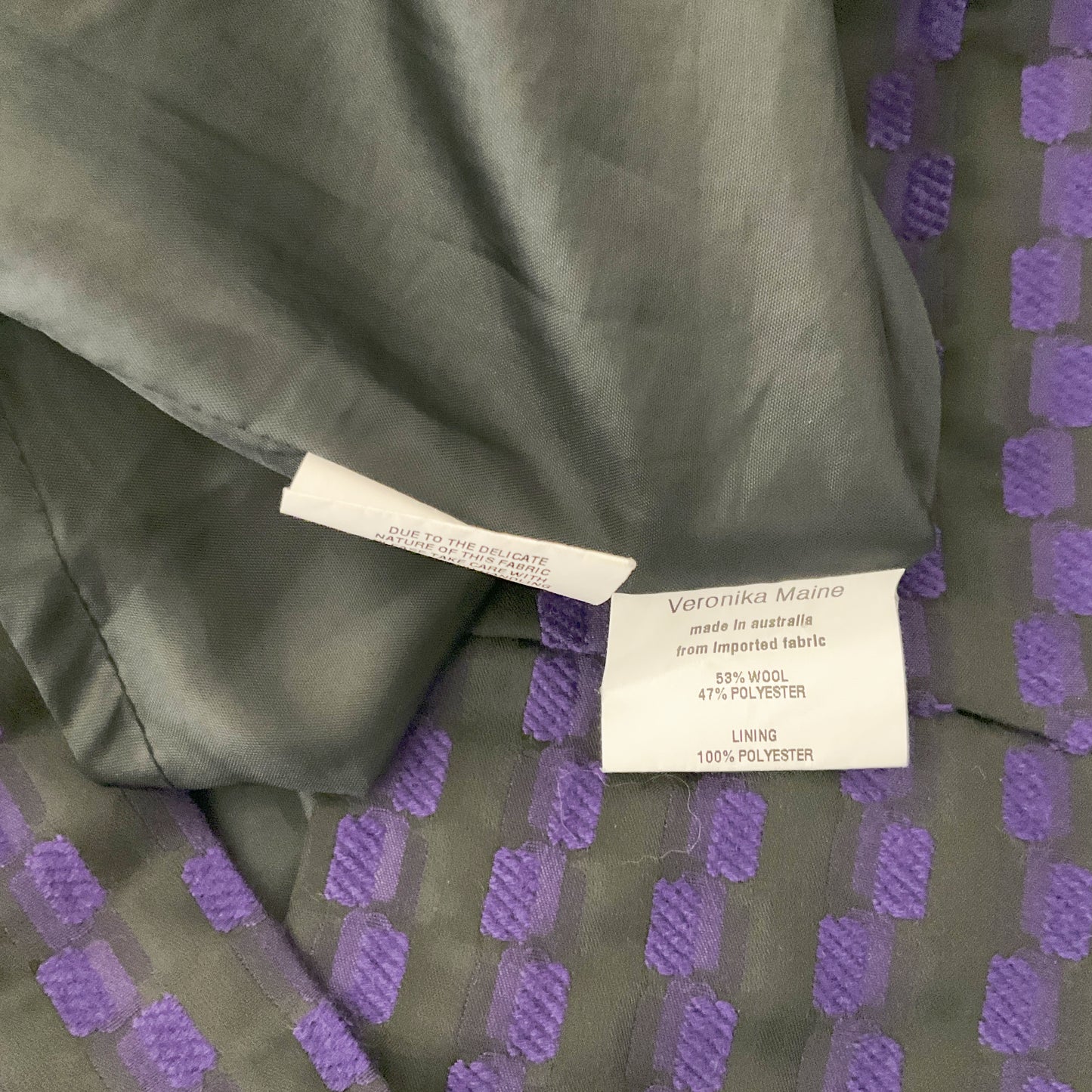 Veronika Maine - Wool Blend Purple Black Skirt