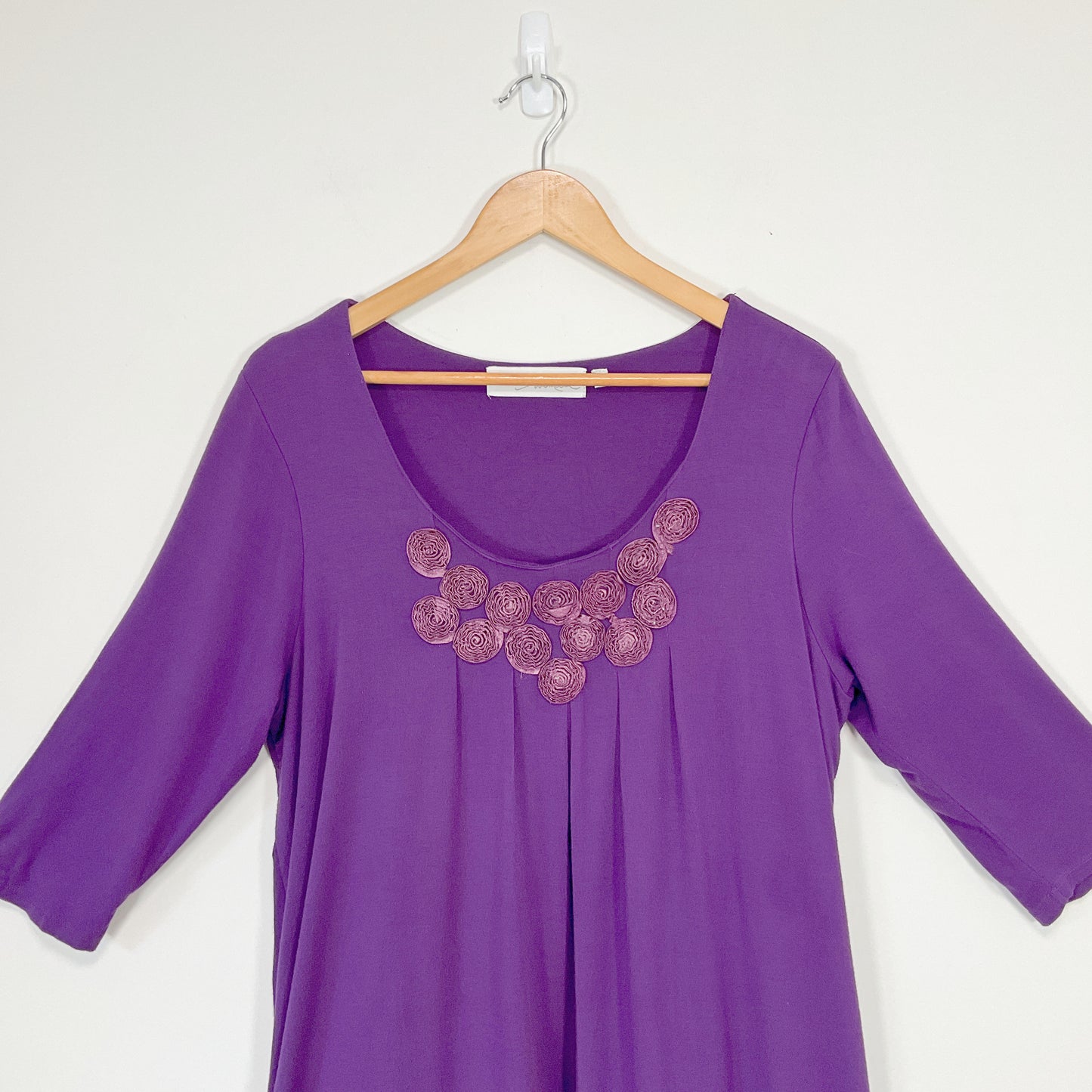 Sirocco - Embroidered Purple Short Sleeve Dress