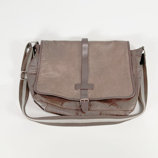 Country Road - Brown Leather Satchel With Long Strap