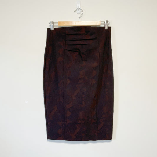 Cue - High Waisted Orange Brown Floral Skirt