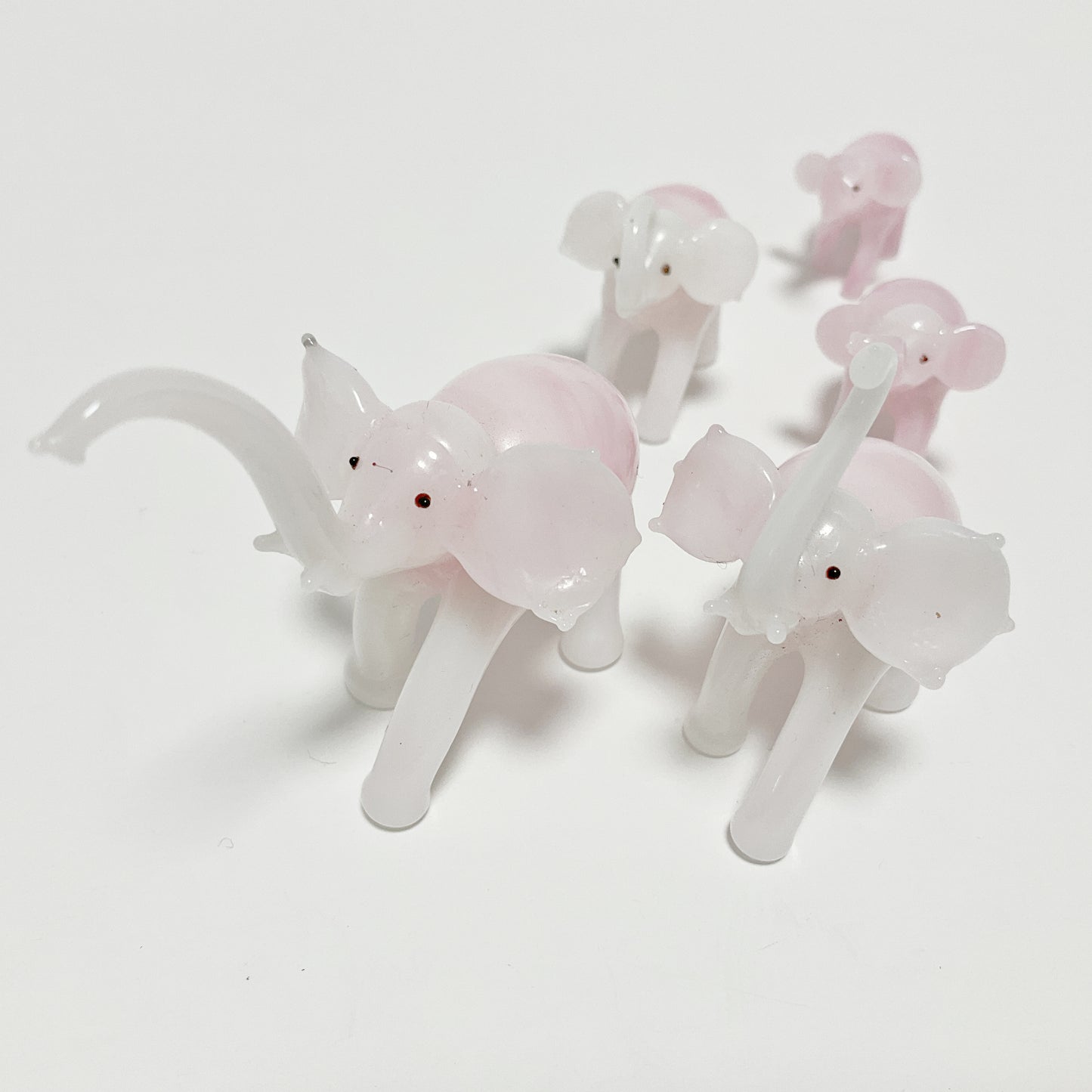Vintage Glass Miniature Elephant Family