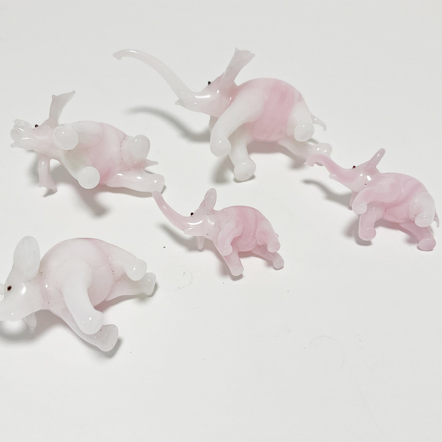 Vintage Glass Miniature Elephant Family