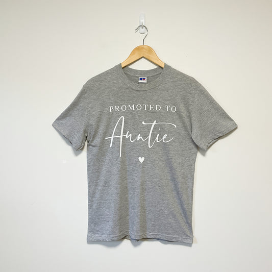 Russell - Promoted To Auntie Printed Grey Unisex T-Shirt