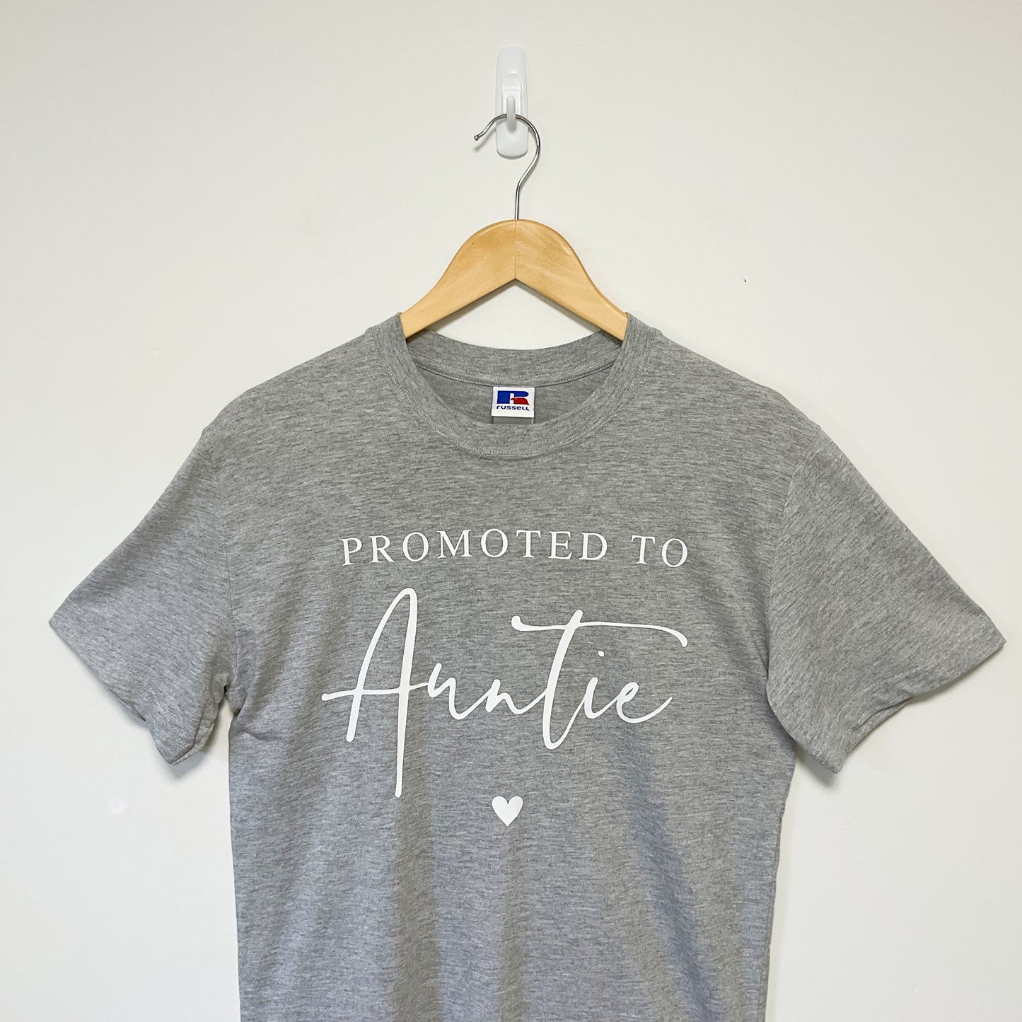 Russell - Promoted To Auntie Printed Grey Unisex T-Shirt