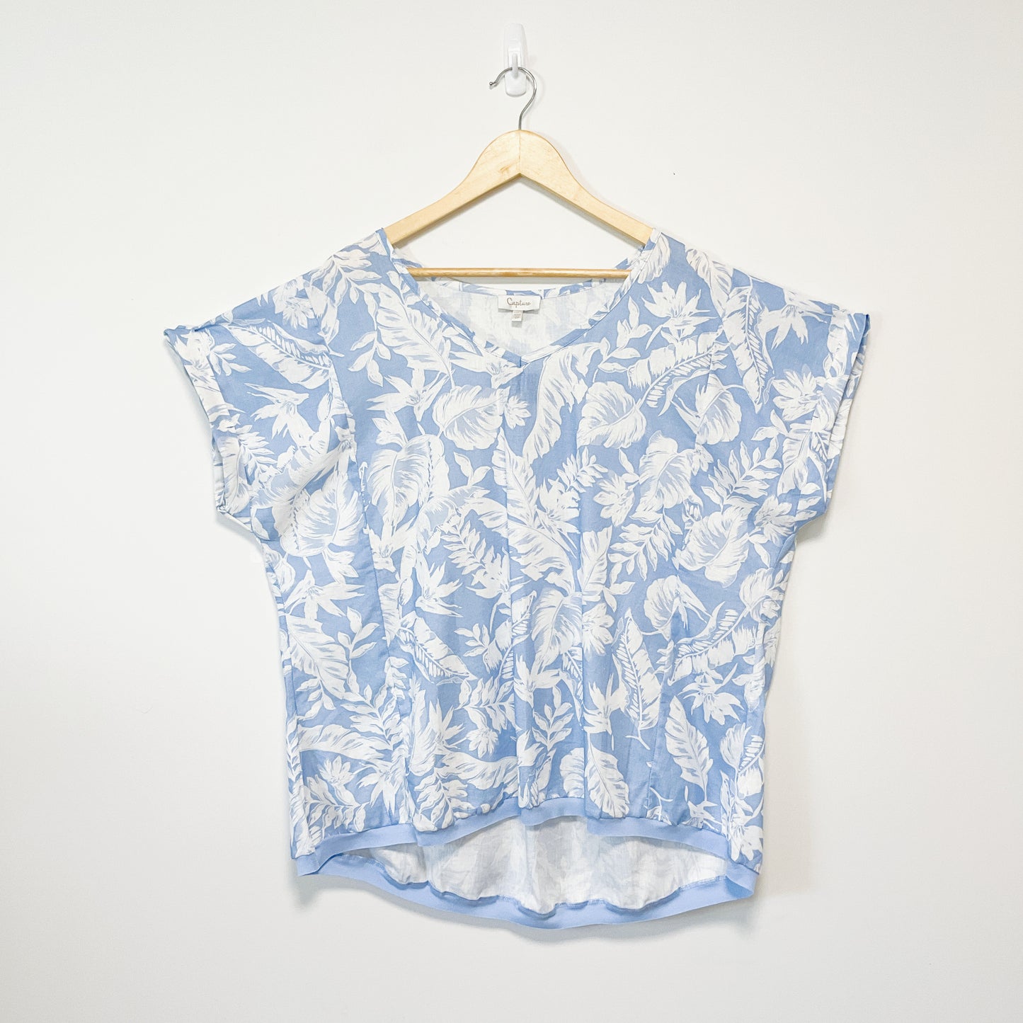 Capture - Blue Leaf Linen Blend Top