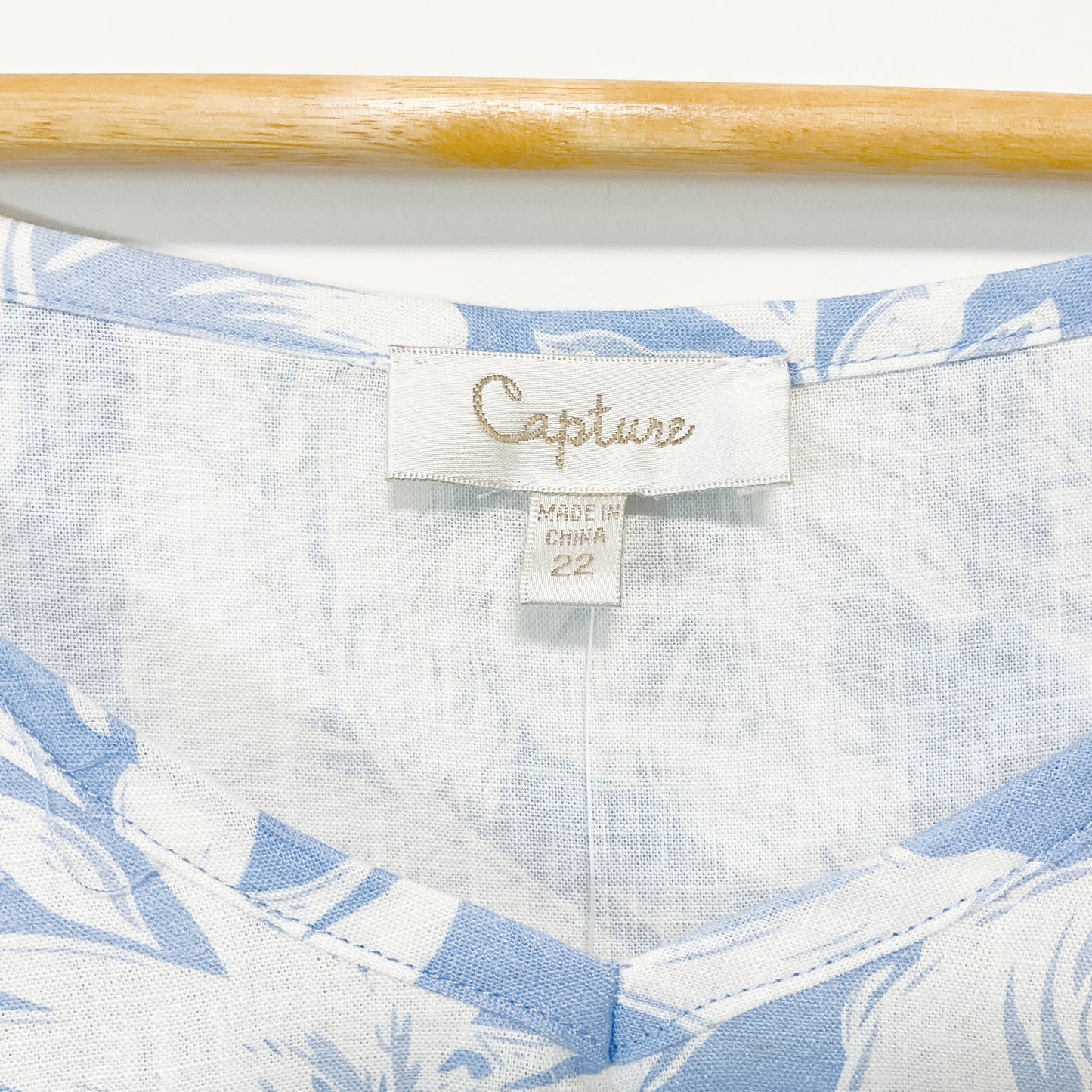 Capture - Blue Leaf Linen Blend Top