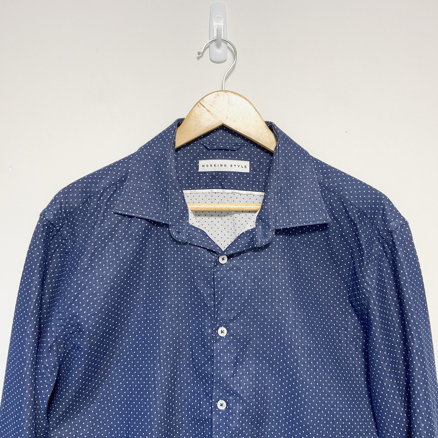 Working Style - Blue Cotton Long Sleeve Shirt