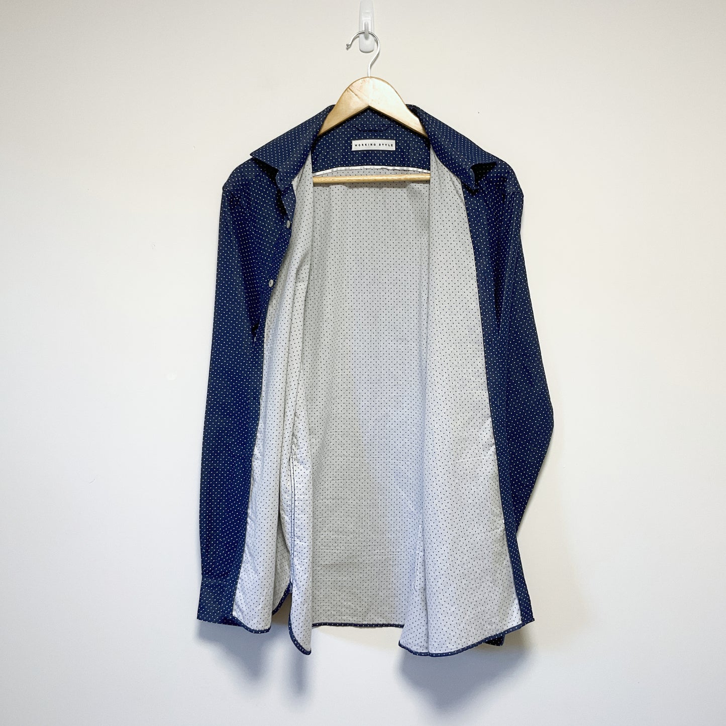 Working Style - Blue Cotton Long Sleeve Shirt