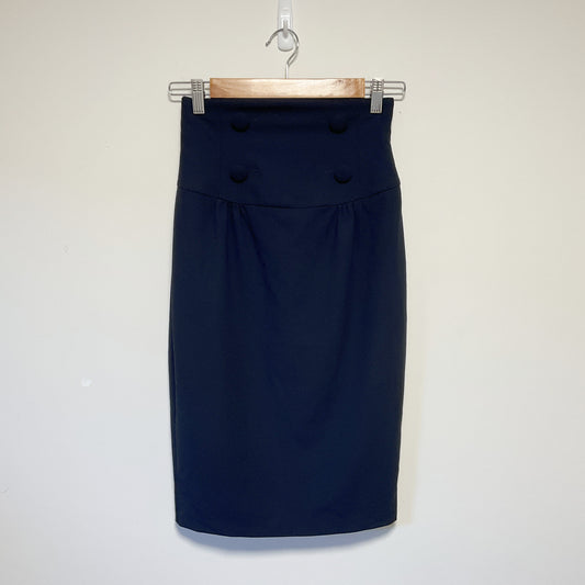 CUE - Double- Breasted Navy Pencil Skirt