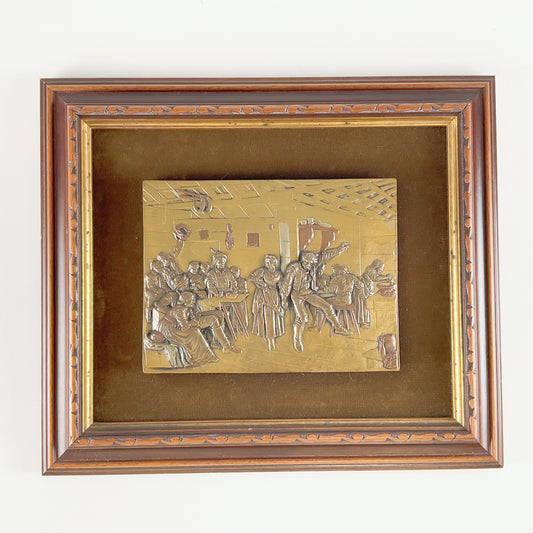 Dutch Bronze Tavern Plaque - Dance scene