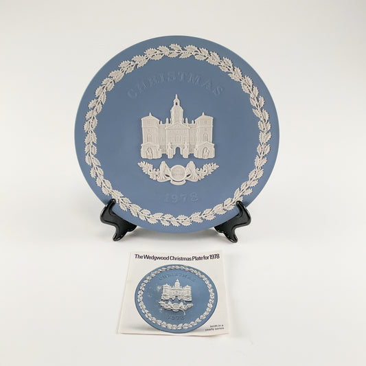 Wedgwood Blue Jasperware Christmas Plate - 1978 Horse Guards