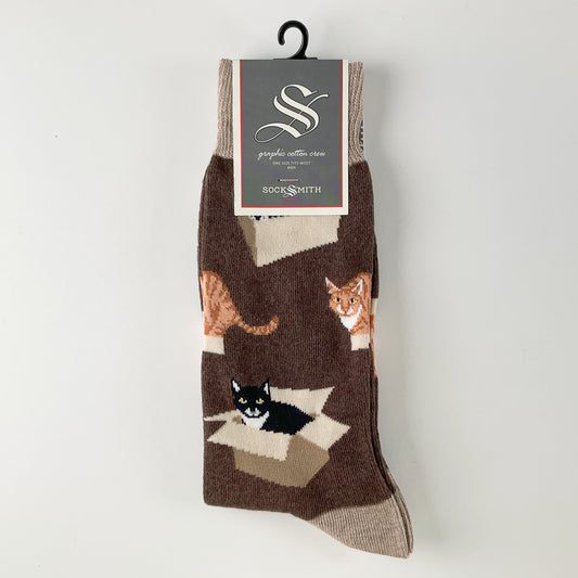 Sock Smith - Cat in a Box Brown Heather