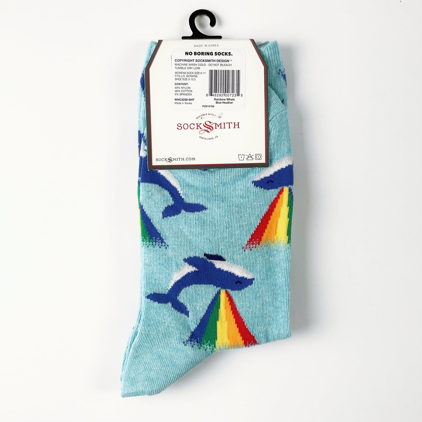 Sock Smith - Rainbow Whale - Blue Heather