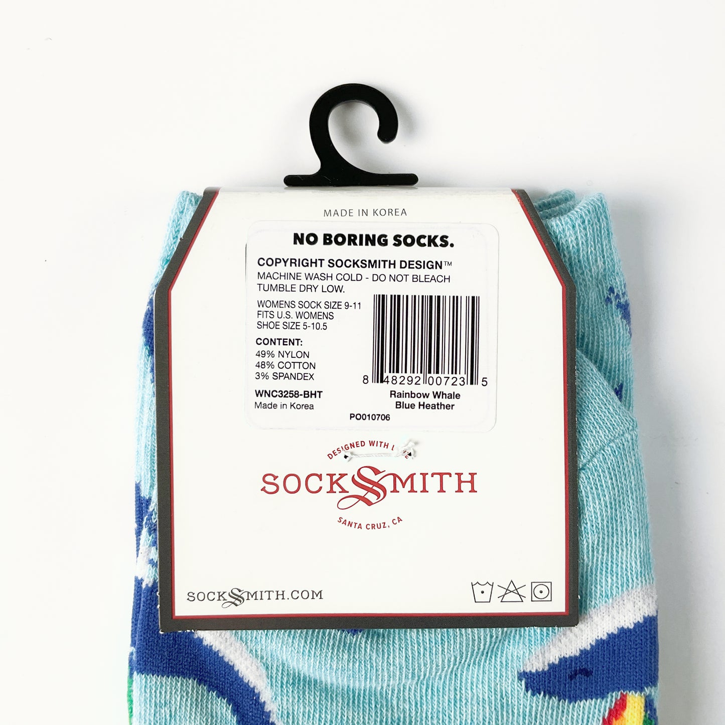 Sock Smith - Rainbow Whale - Blue Heather