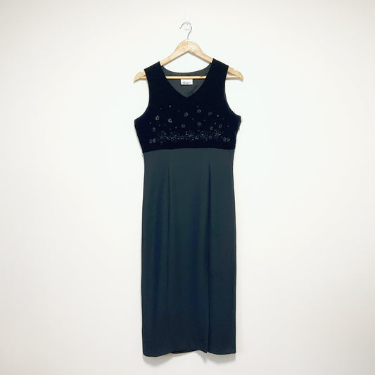 Style Report - Black Sequin Top Pencil Dress