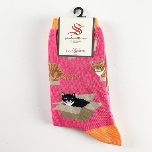 Sock Smith - Cat In A Box - Pink