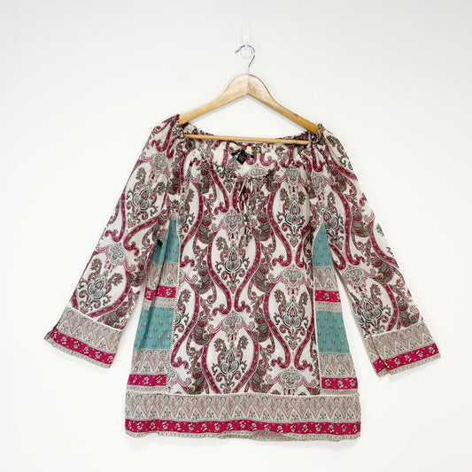 Lucky Brand - Printed Long Sleeves Blouse