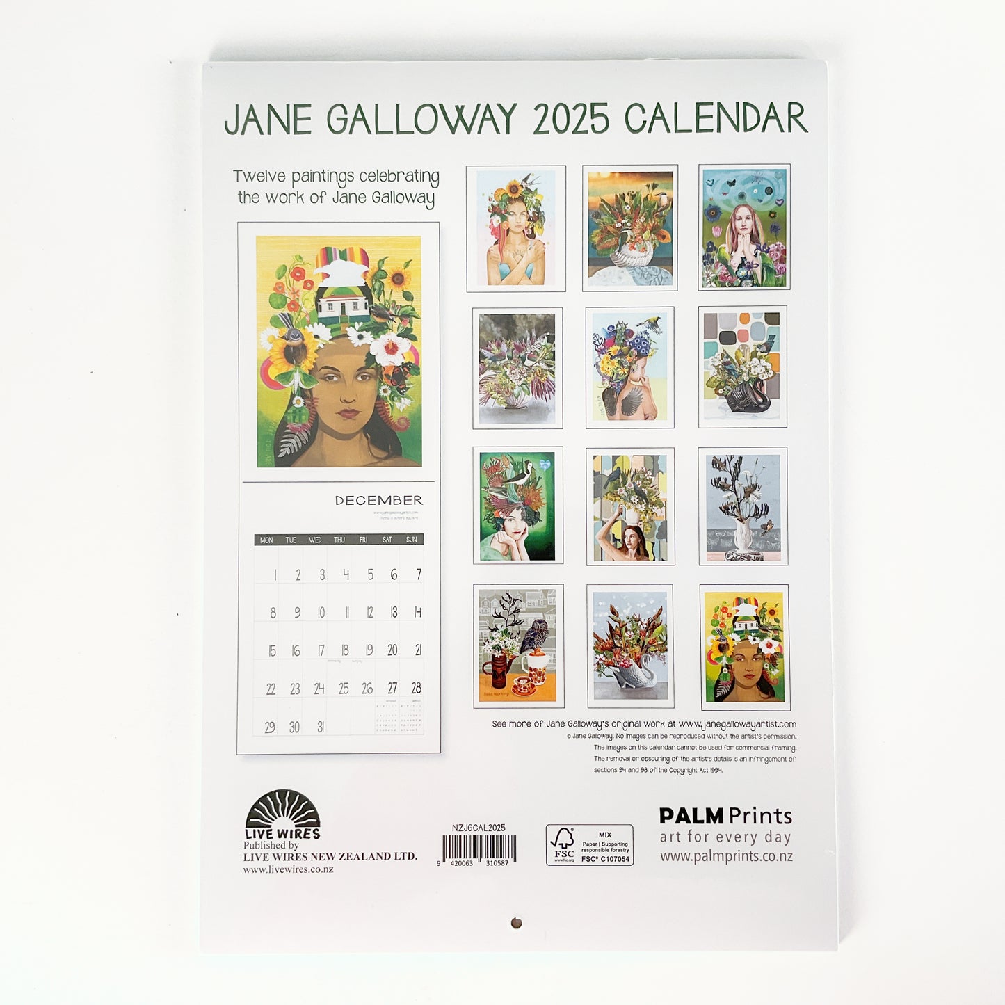 Jane Galloway New Zealand Calendar 2025