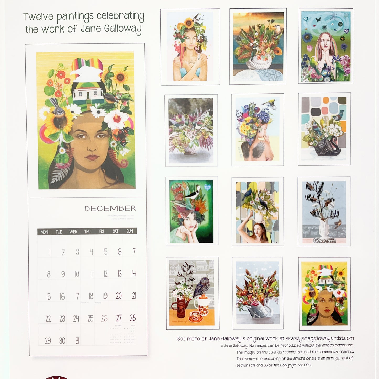 Jane Galloway New Zealand Calendar 2025