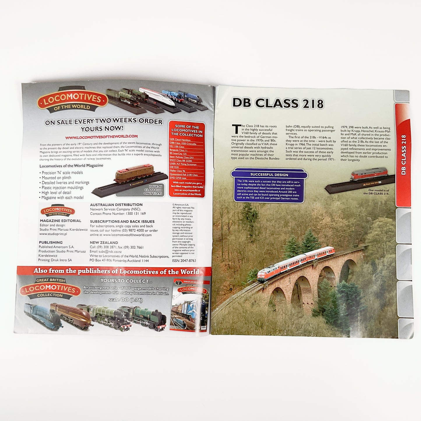 AMERCOM - LOCOMOTIVES - Class 218 - 1971 die-cast model 1:160 (With Magazine)