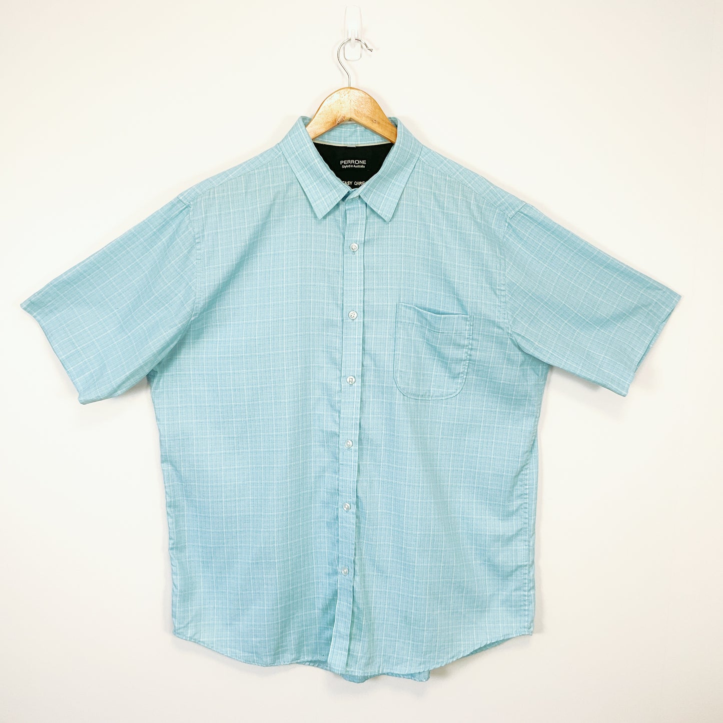 PERRONE - Easy Care Short Sleeve Cyan Shirt