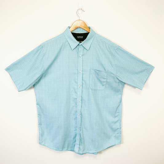 PERRONE - Easy Care Short Sleeve Cyan Shirt