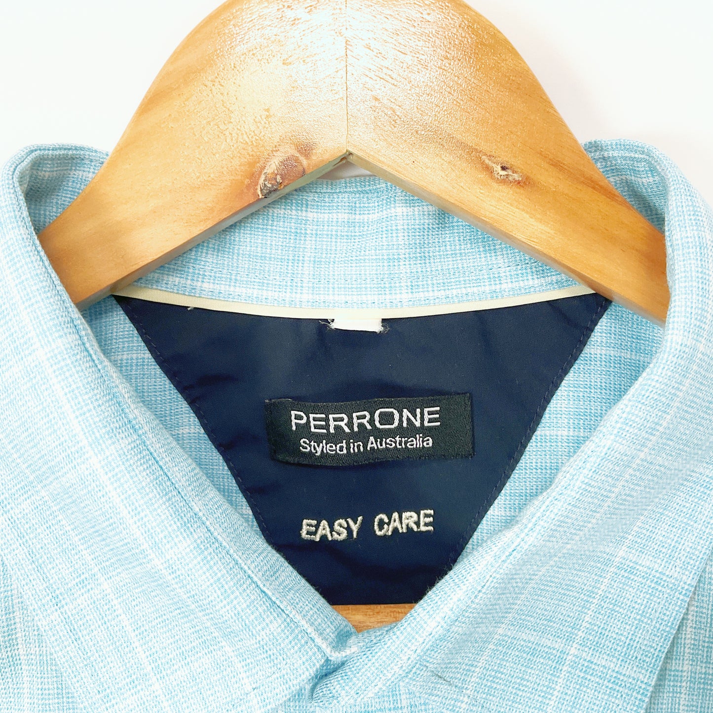 PERRONE - Easy Care Short Sleeve Cyan Shirt