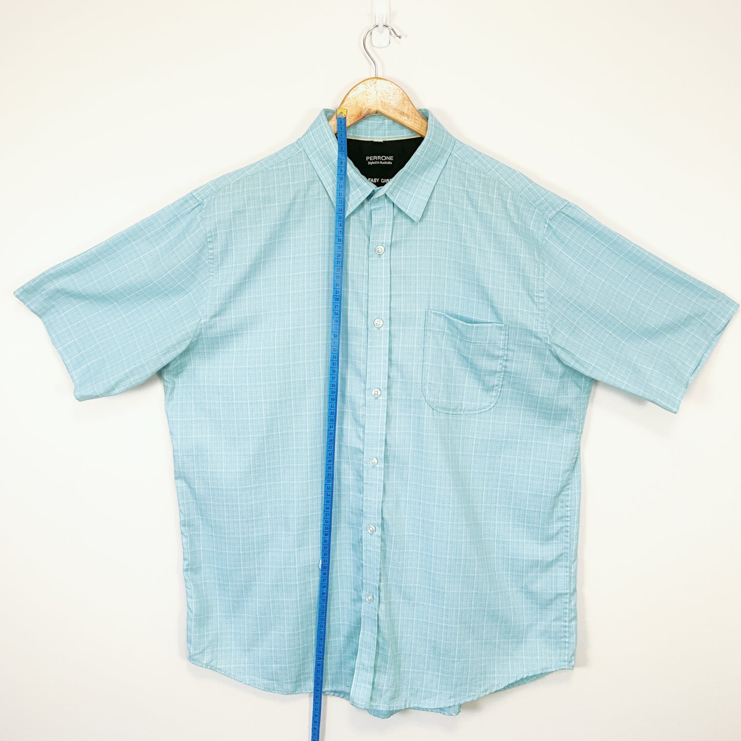 PERRONE - Easy Care Short Sleeve Cyan Shirt