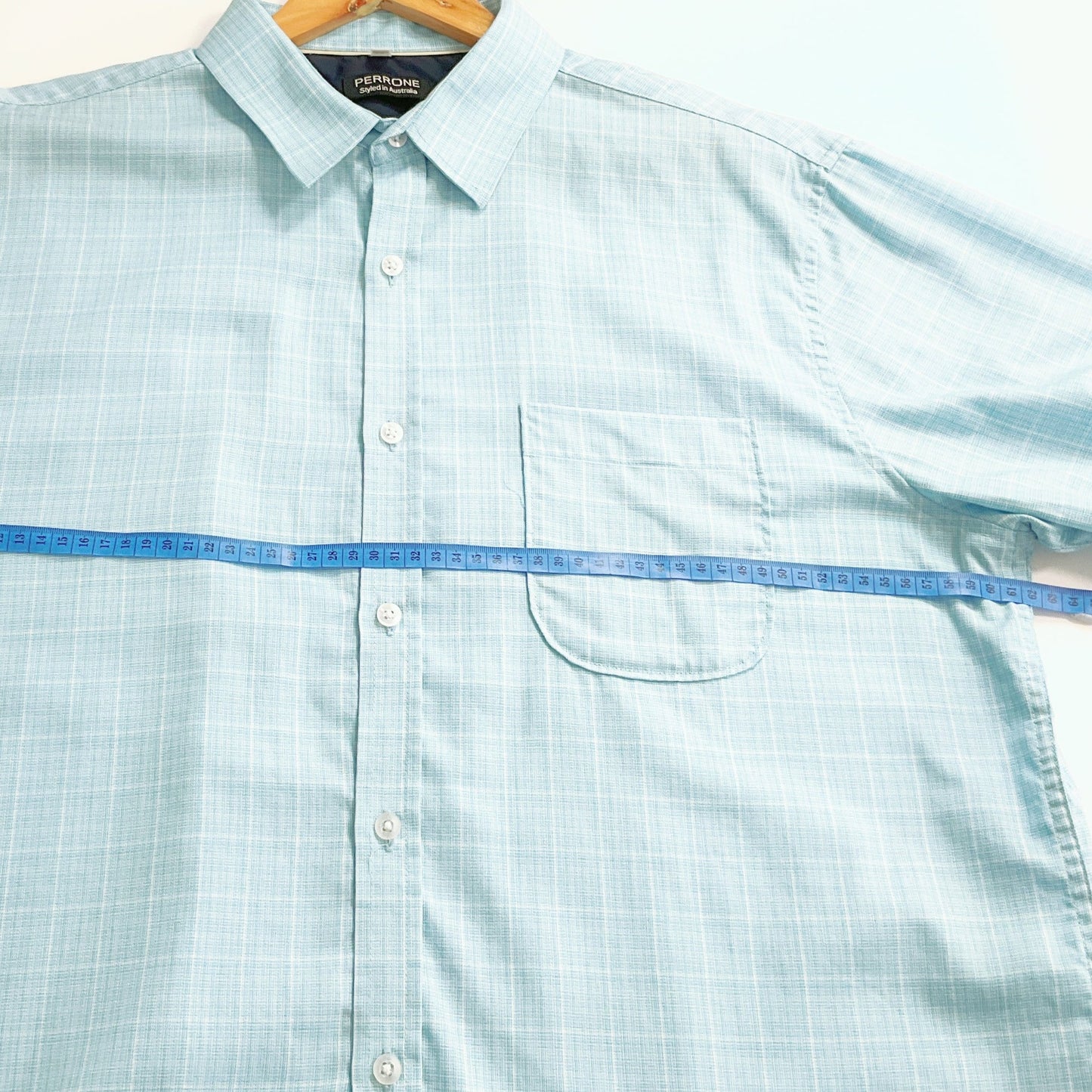 PERRONE - Easy Care Short Sleeve Cyan Shirt