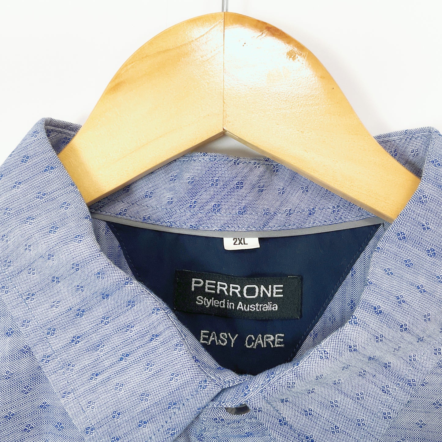 PERRONE - Easy Care Short Sleeve Blue Shirt