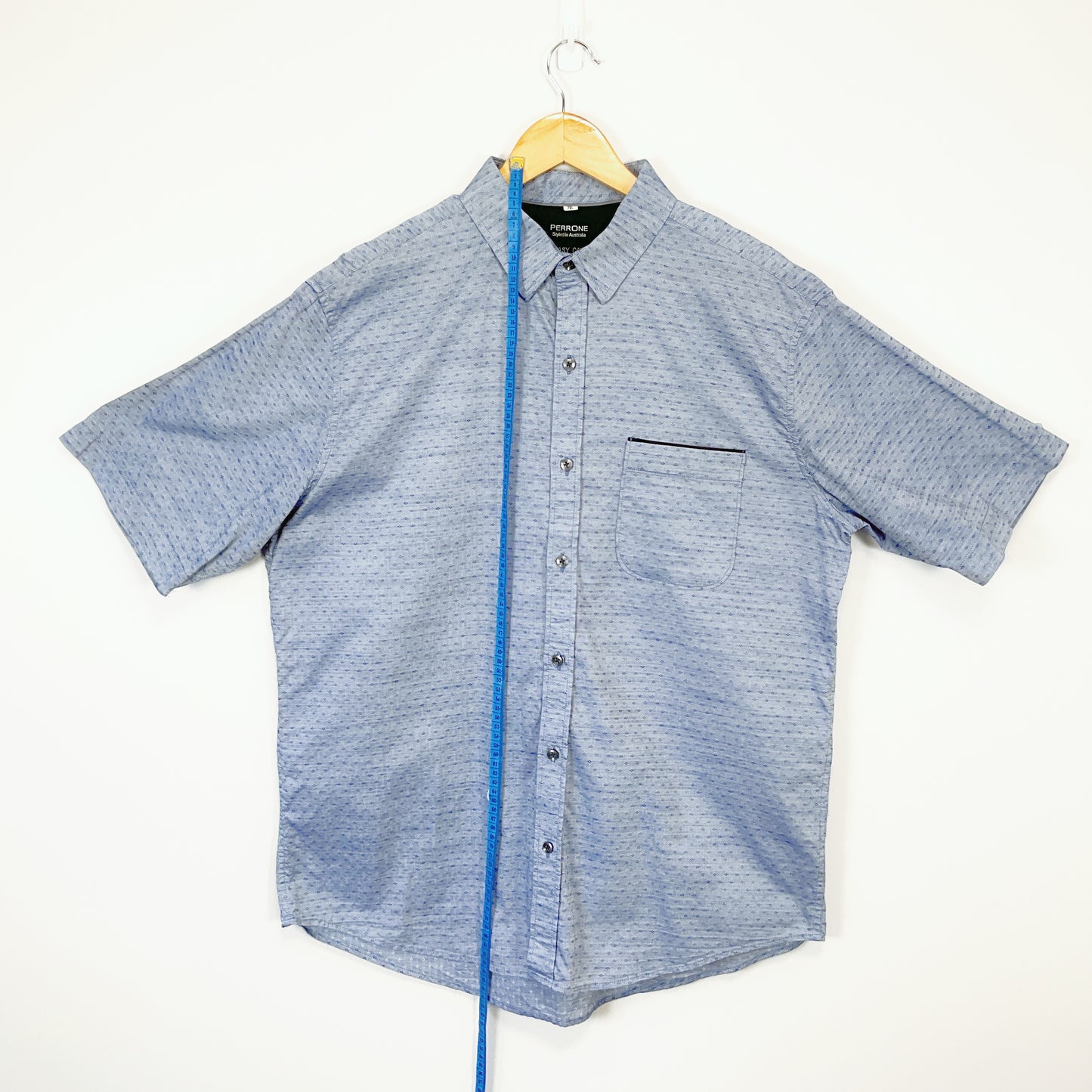 PERRONE - Easy Care Short Sleeve Blue Shirt