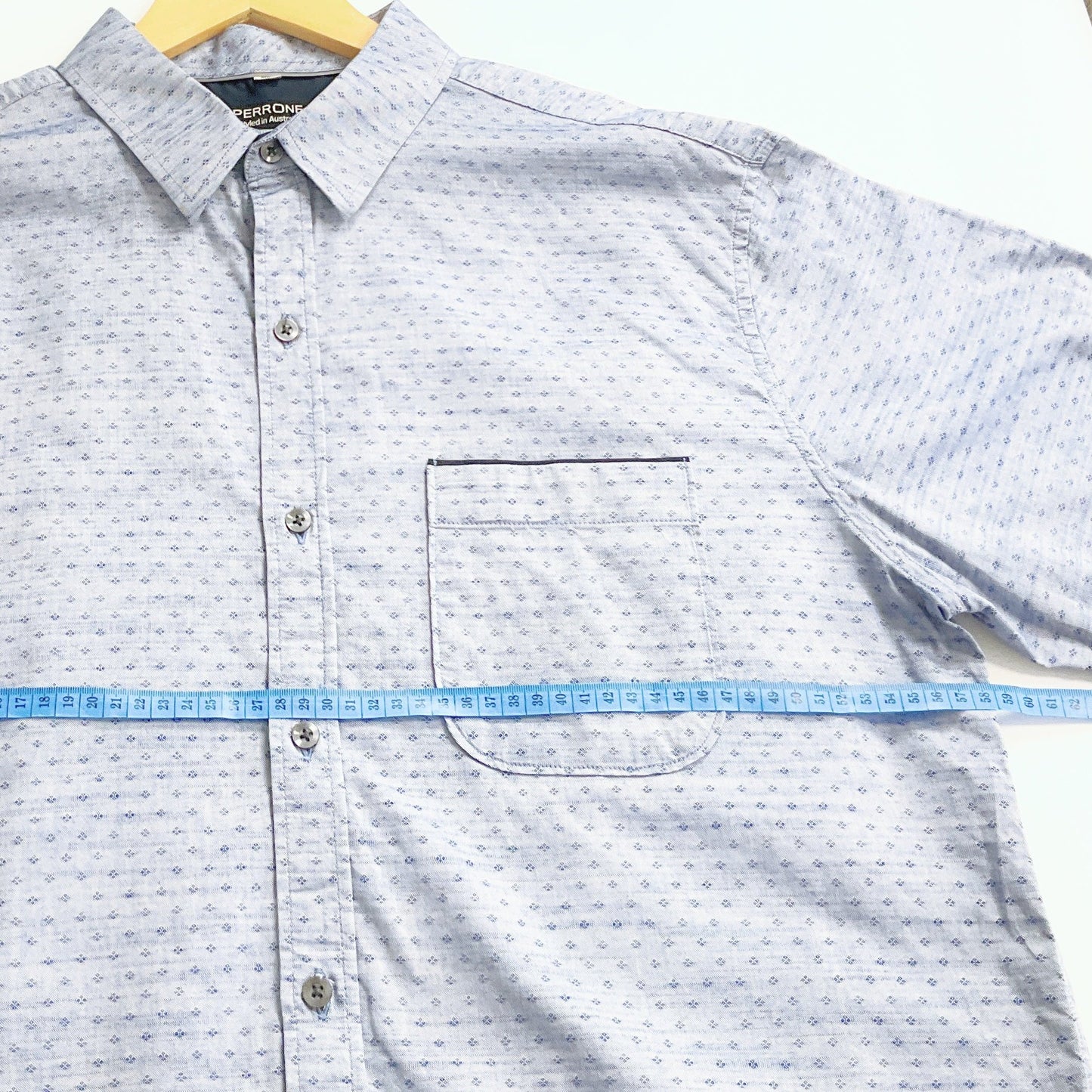 PERRONE - Easy Care Short Sleeve Blue Shirt