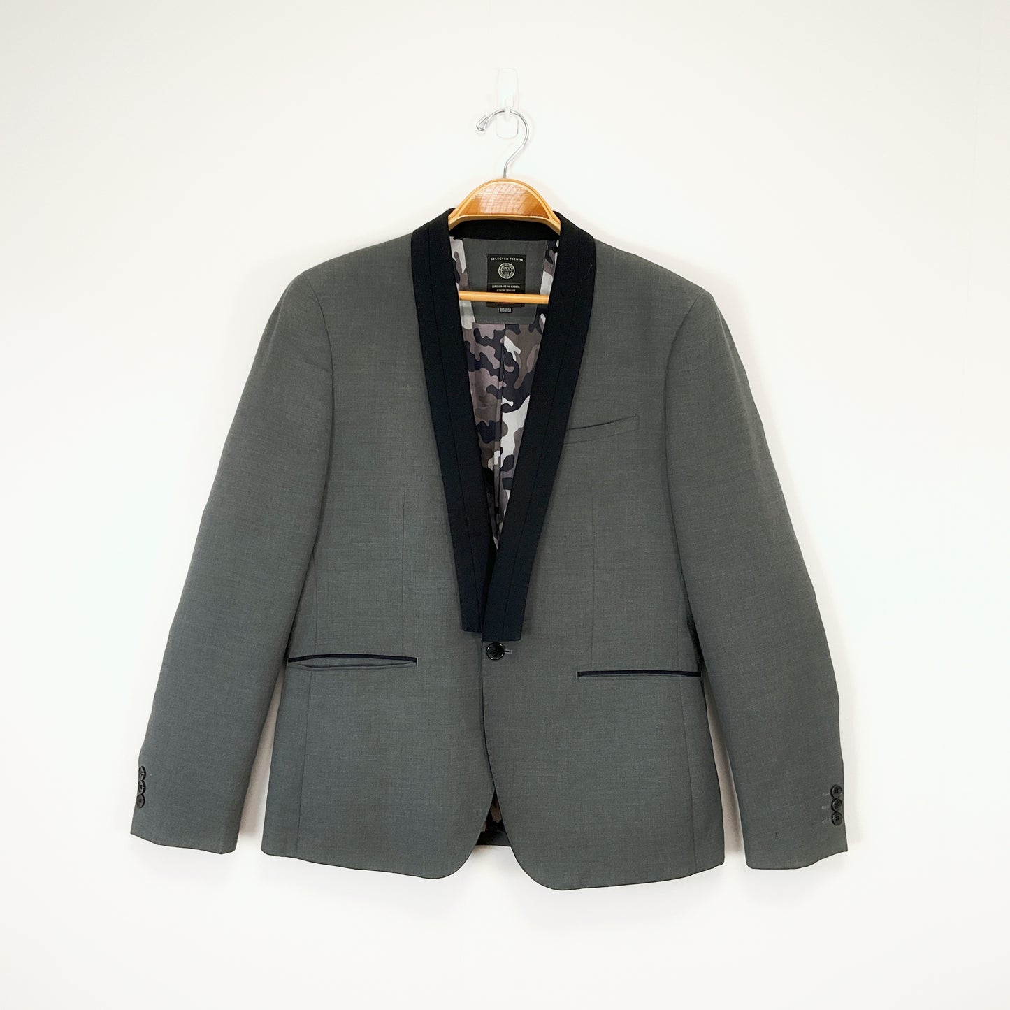 SELECTED - Men's Grey Blazer Whit Black Lapel