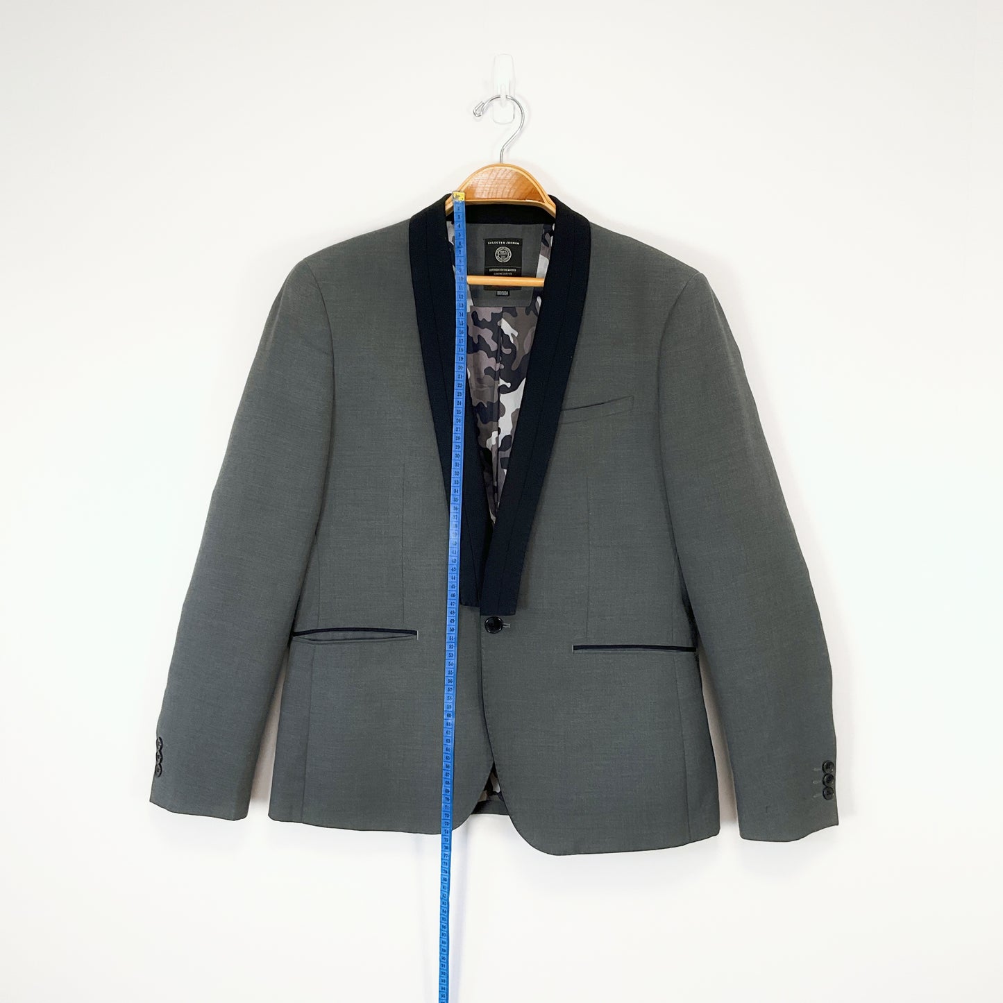 SELECTED - Men's Grey Blazer Whit Black Lapel