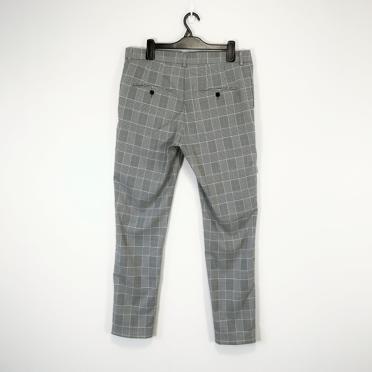 H&M SLIM FIT - Men's Tailored Grey Plaid Pants