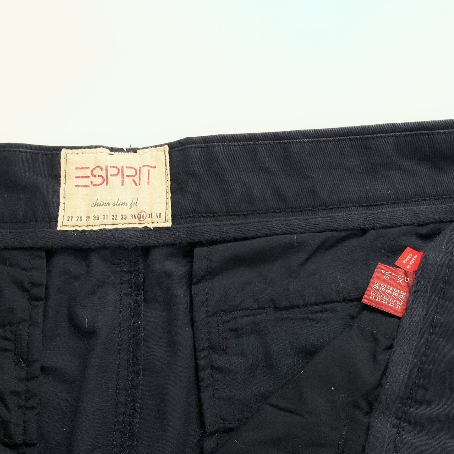 ESPRIT - Men's Casual Navy Straight Leg Cotton Trouser