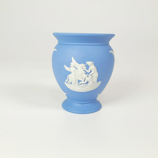 Wedgwood - Blue Jasperware Vase with Classical Relief