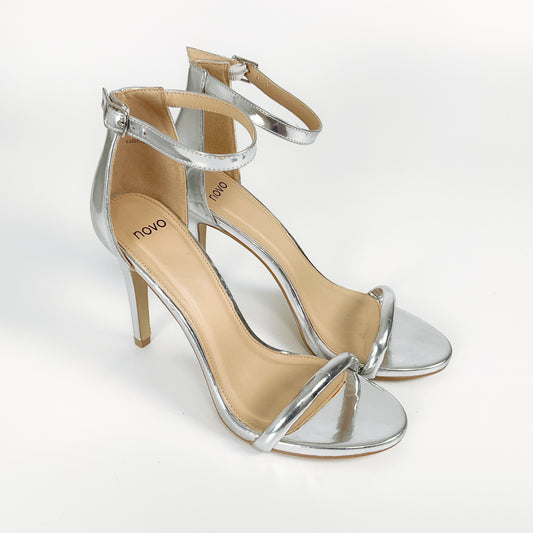 Novo - Elegant Silver Strappy Open Toed Stilettos