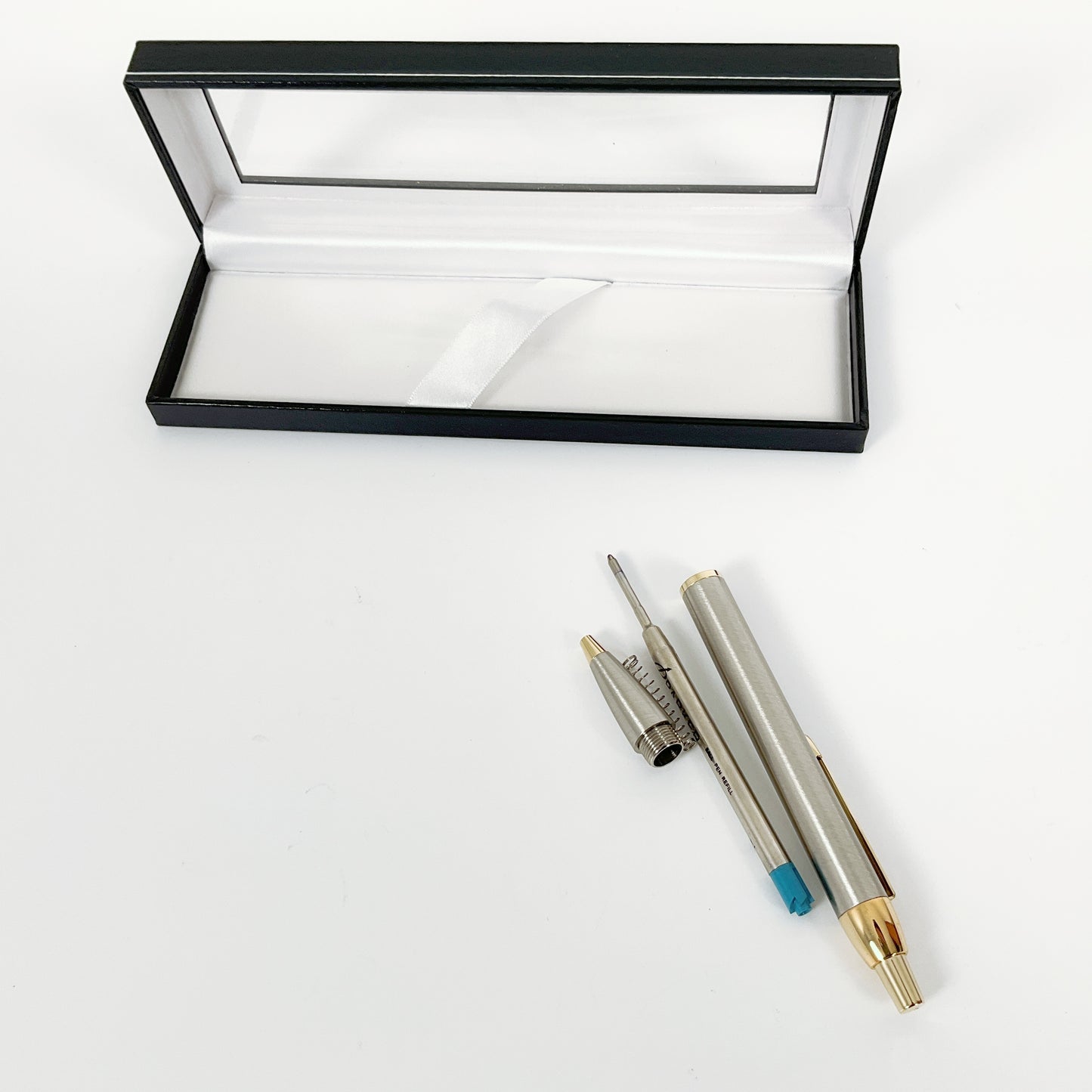 Parker IM Brushed Stainless Steel Gold Trim Ballpoint Pen (With Box)
