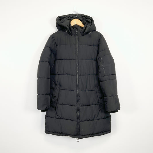 H&H - Hooded Longline Puffer Jacket in Black